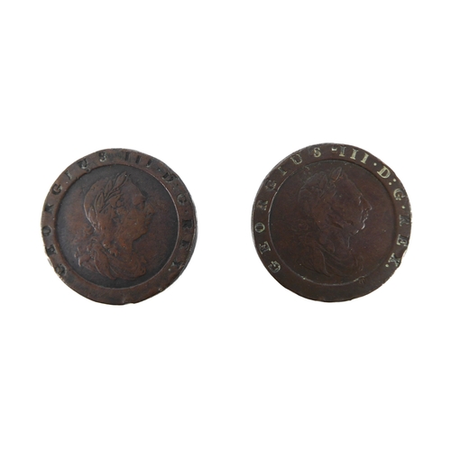 691 - Two 1797 George III cartwheel pennies