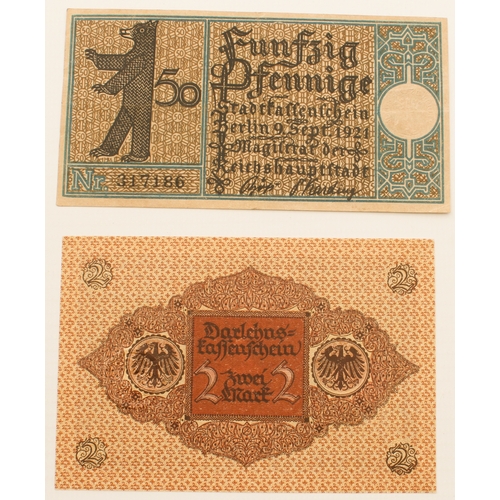 696 - Six Reichsbanknotes (first quarter 20th century) and eleven 1942 Protektorat Böhmen und Mähren defin... 