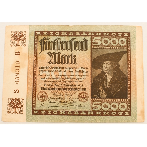 696 - Six Reichsbanknotes (first quarter 20th century) and eleven 1942 Protektorat Böhmen und Mähren defin... 