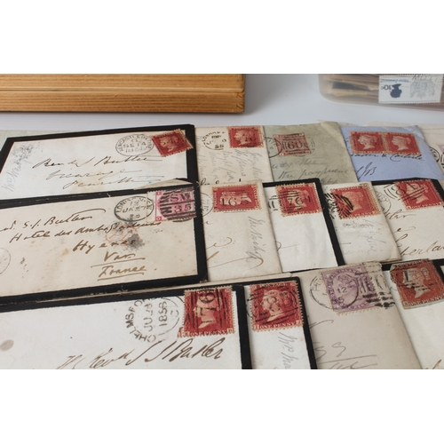 699 - A large collection of stamps:
 a stock album containing 71 USA blocks of four (mostly 1960-1980);
 2... 