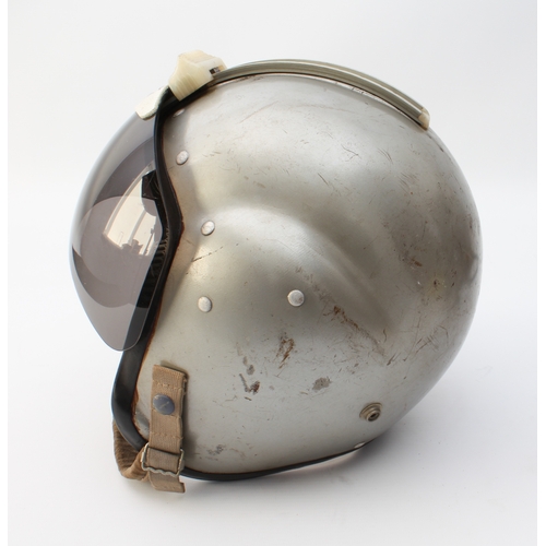 702 - A 1960s RAF pilot's 'bone dome' flight helmet - complete with leather 'donut' headphones and oxygen ... 