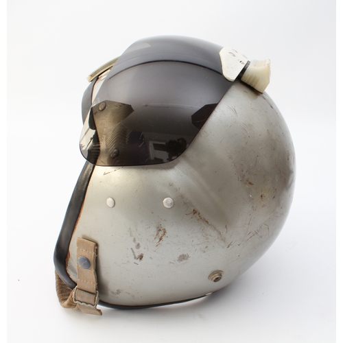 702 - A 1960s RAF pilot's 'bone dome' flight helmet - complete with leather 'donut' headphones and oxygen ... 