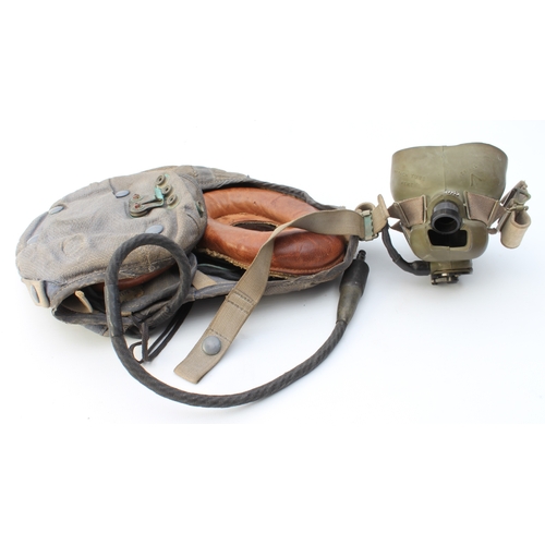 702 - A 1960s RAF pilot's 'bone dome' flight helmet - complete with leather 'donut' headphones and oxygen ... 