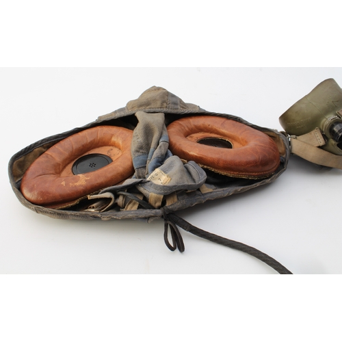 702 - A 1960s RAF pilot's 'bone dome' flight helmet - complete with leather 'donut' headphones and oxygen ... 