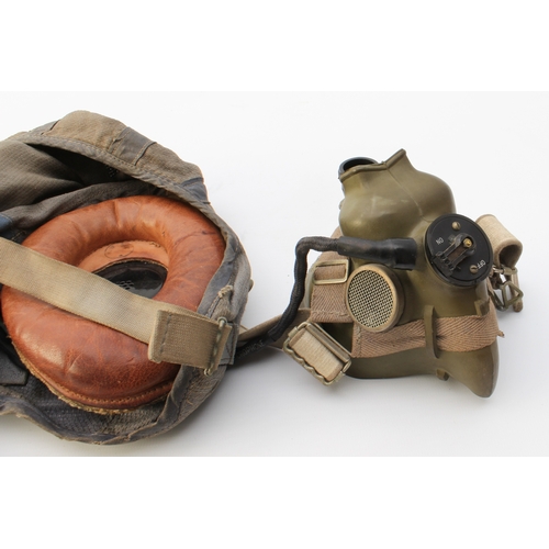 702 - A 1960s RAF pilot's 'bone dome' flight helmet - complete with leather 'donut' headphones and oxygen ... 