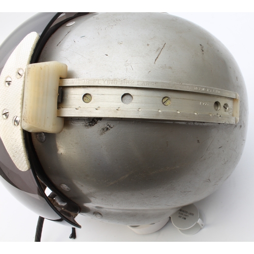 702 - A 1960s RAF pilot's 'bone dome' flight helmet - complete with leather 'donut' headphones and oxygen ... 