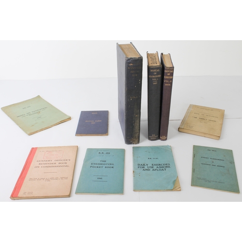 705 - Nine WW2 Royal Navy manuals from the library of Sub-Lt. John Wilson Dunsire RNVR (1913-1996): 
 Gunn... 