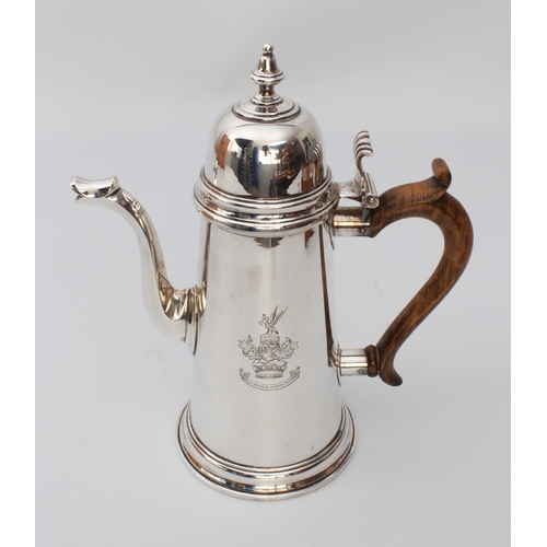 161 - An Elizabeth II silver coffee pot in the George I style - Wakely & Wheeler, London 1963, of tapered ... 