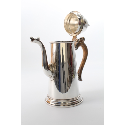 161 - An Elizabeth II silver coffee pot in the George I style - Wakely & Wheeler, London 1963, of tapered ... 