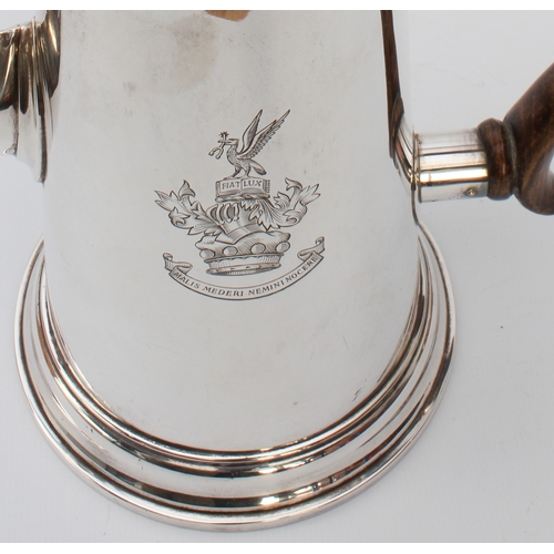 161 - An Elizabeth II silver coffee pot in the George I style - Wakely & Wheeler, London 1963, of tapered ... 