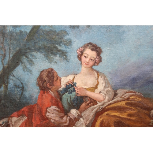 293 - Oil on canvas of a courting couple - signed 'Bouchard'