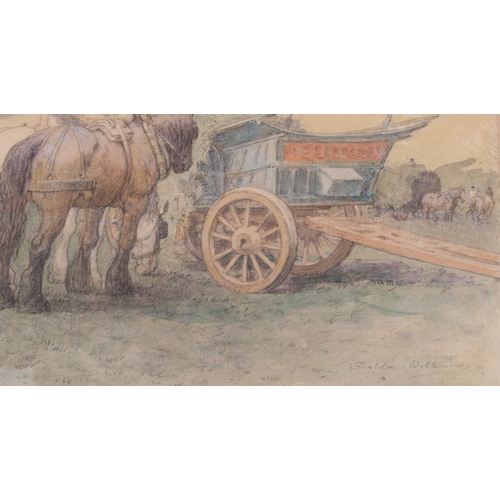 304 - Inglis Sheldon Williams (1870-1940)
 'Cotswold Hay Makers'
 watercolour, signed lower right, titled ... 