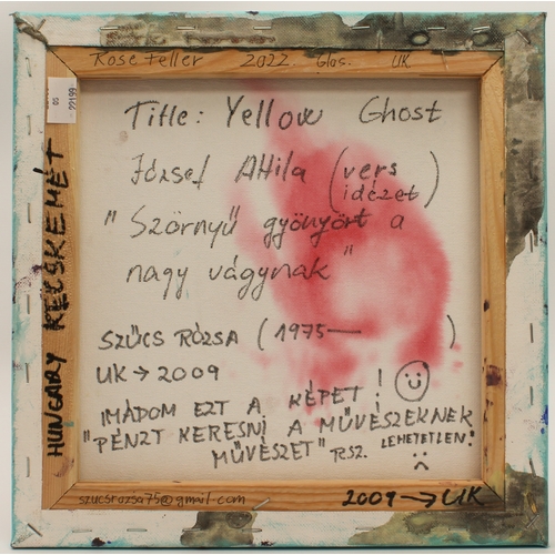 356 - Rose Feller (aka Rozsa Szucs, Hungarian, b.1975)
 'Yellow Ghost'
 mixed media on canvas, signed, ins... 