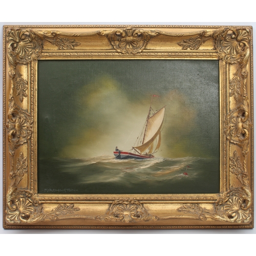 362 - Philip Marchington (b.1934)
 'Dutch Schuyt'; 'Lading Sloop'
 a pair, oil on canvas, signed, gilt swe... 