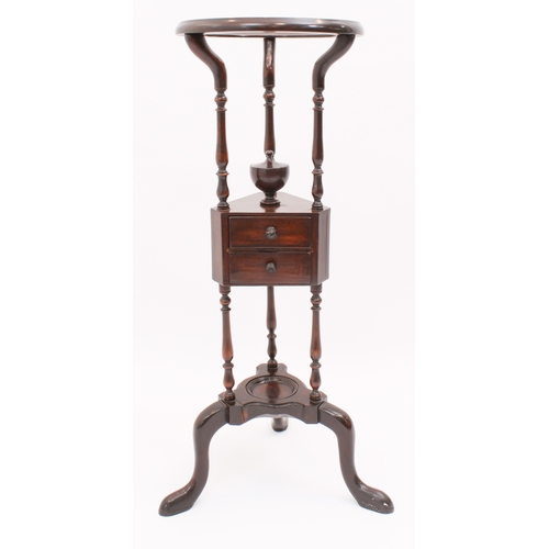 465 - A George III style mahogany washstand - second half 20th century, the circular bowl frame raised on ... 