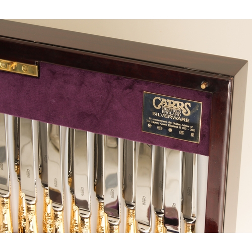 170 - A fine 'Jubilee Canteen' of 23ct gold on silver plated flatware by Carrs of Sheffield - c.2002, issu... 