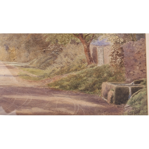 299 - Alice E. De Maine (British, 19th century)
 Cattle and sheep on a country road
 watercolour, signed a... 