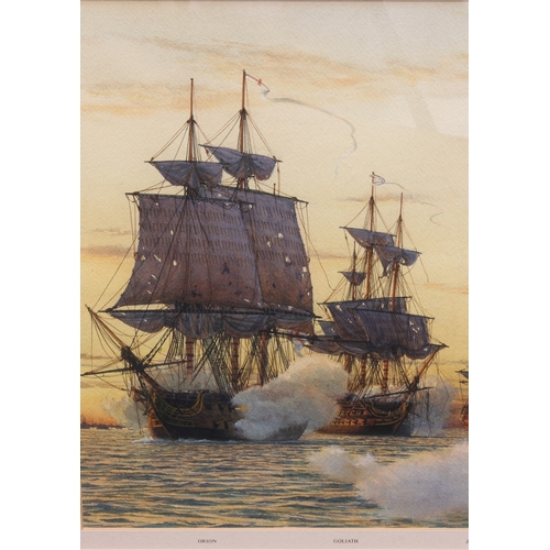 303 - Richard Mark Myers, PPRSM (b.1945)
 'The Battle of the Nile August 1st 1798'
 watercolour and bodyco... 