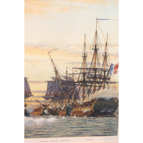 303 - Richard Mark Myers, PPRSM (b.1945)
 'The Battle of the Nile August 1st 1798'
 watercolour and bodyco... 