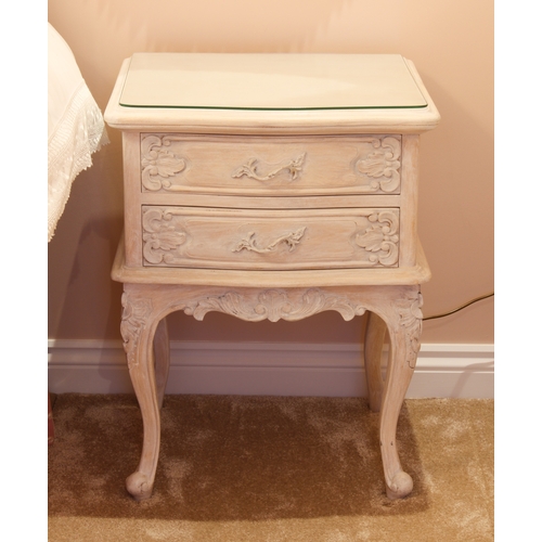 496 - A pair of French 19th century style painted bedside cabinets - modern, the serpentine moulded tops w... 