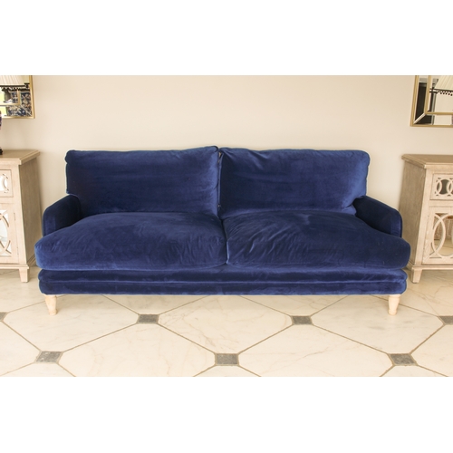 499 - A Loaf Squisheroo three seater settee (matching the previous lot) - upholstered in Royal blue velvet... 