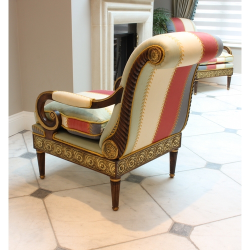 505 - A fine pair of Regence style stained beech and parcel gilt bergere armchairs - late 20th century, pr... 