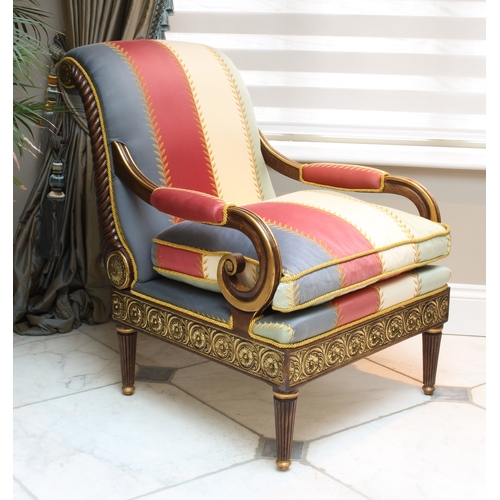 505 - A fine pair of Regence style stained beech and parcel gilt bergere armchairs - late 20th century, pr... 