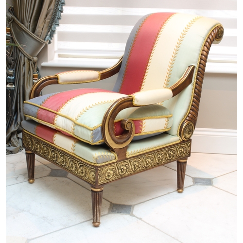 505 - A fine pair of Regence style stained beech and parcel gilt bergere armchairs - late 20th century, pr... 