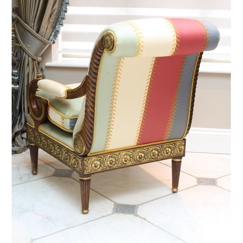 505 - A fine pair of Regence style stained beech and parcel gilt bergere armchairs - late 20th century, pr... 