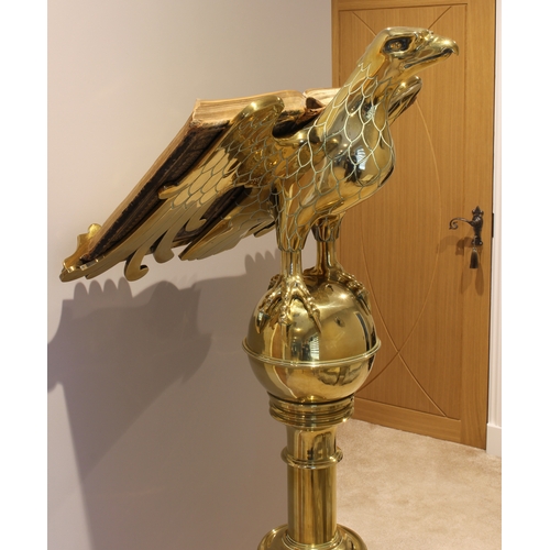 600 - An impressive brass eagle lectern - early 20th century, the eagle with wings outstretched to form th... 