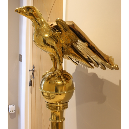 600 - An impressive brass eagle lectern - early 20th century, the eagle with wings outstretched to form th... 