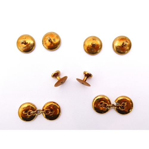 179 - A good cased set of 18ct gold, platinum and mother of pearl cufflinks and shirt and collar studs - 1... 