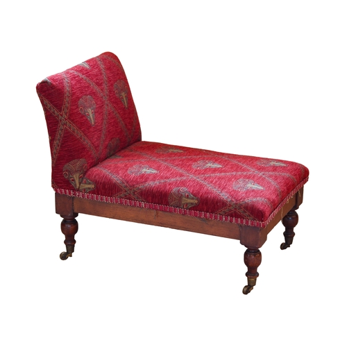 438 - A Victorian walnut gout stool - maker's stamp 'I Parris' to seat frame, the later upholstered hinged... 