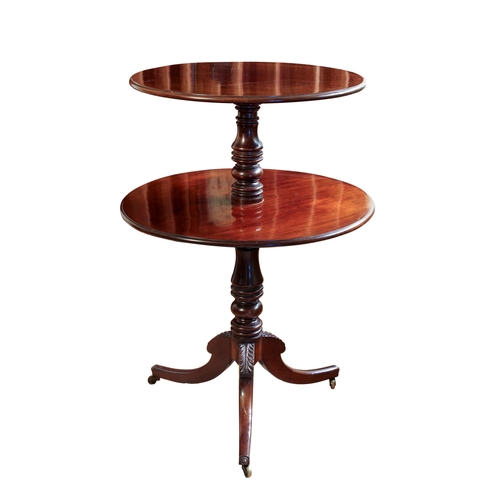 425 - A late-Regency mahogany two-tier dumb waiter - of good colour, the two graduated, revolving tiers ra... 