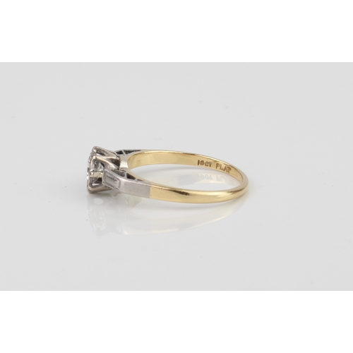 198 - A mid-century 18ct yellow gold, platinum and diamond single stone ring - the approx. 0.42ct brillian... 