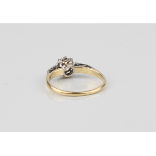 198 - A mid-century 18ct yellow gold, platinum and diamond single stone ring - the approx. 0.42ct brillian... 