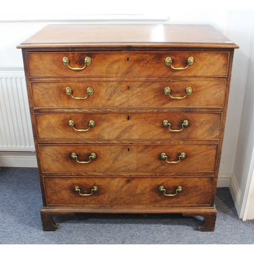 477 - A George III mahogany secretaire chest - good colour, the moulded top over a well fitted mahogany an... 