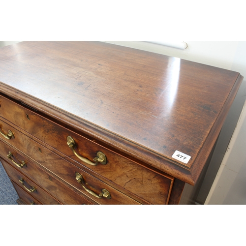 477 - A George III mahogany secretaire chest - good colour, the moulded top over a well fitted mahogany an... 