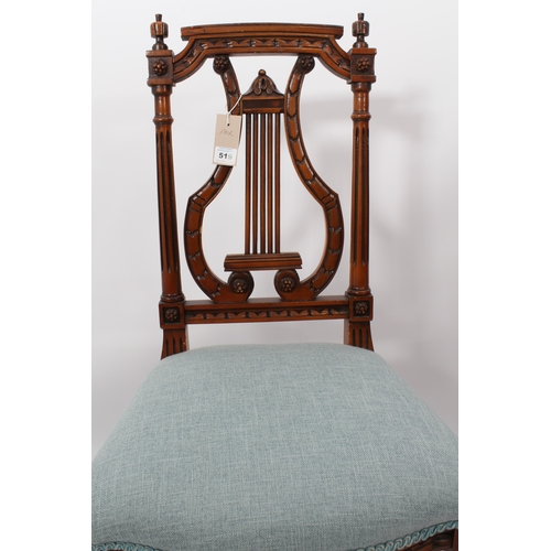 519 - A pair of French 19th century style lyre back side chairs - modern, 45 cm wide, 93.5 cm high.