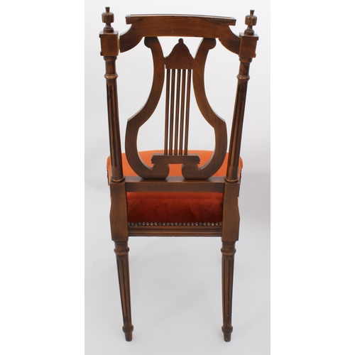 520 - A pair of French 19th century style lyre back side chairs - modern, 45 cm wide, 93.5 cm high.