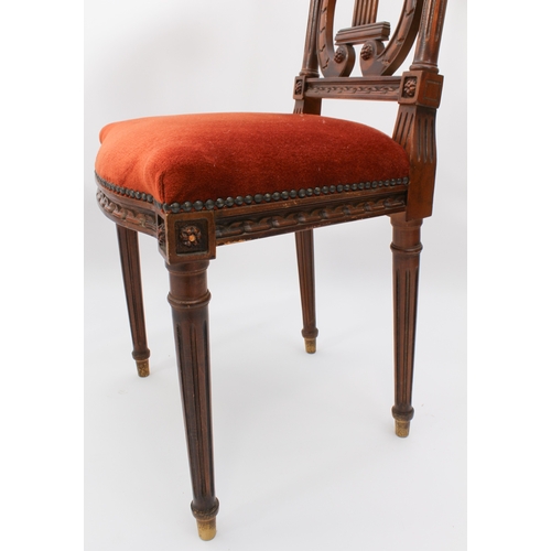 520 - A pair of French 19th century style lyre back side chairs - modern, 45 cm wide, 93.5 cm high.