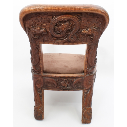 58 - A pair of Anglo-Chinese carved hardwood spoon back armchairs - c.1900