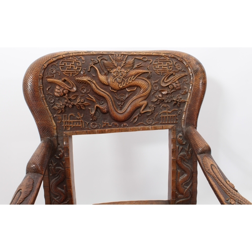 58 - A pair of Anglo-Chinese carved hardwood spoon back armchairs - c.1900