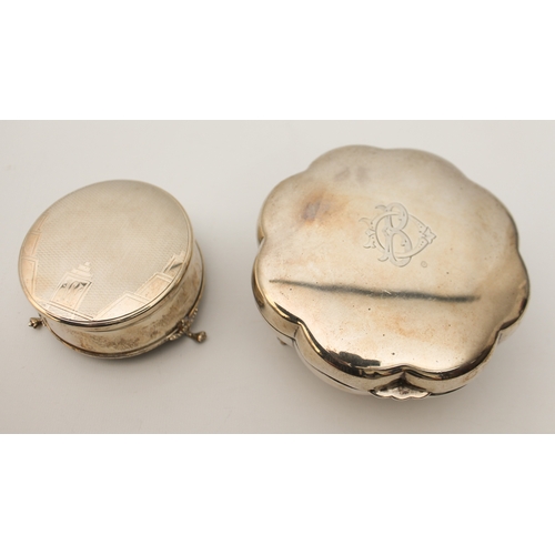 74 - Two silver trinket boxes - one by E. S. Barnsley & Co., Birmingham 1912, of eight lobed form, raised... 