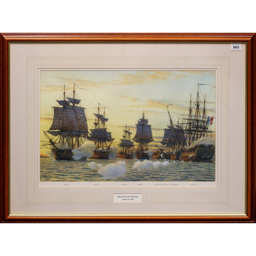 303 - Richard Mark Myers, PPRSM (b.1945)
 'The Battle of the Nile August 1st 1798'
 watercolour and bodyco... 