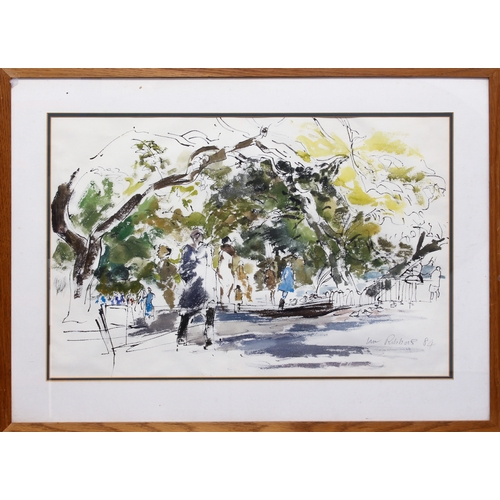 332 - Ian Ribbons (1924-2002)
 Promenade on the Avenue
 watercolour, signed and dated (19) '84
 19 x 29 in... 