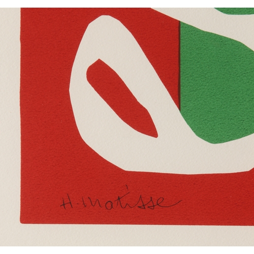 309 - After Henri Matisse
 Abstract composition in red, white and green
 lithograph, printed signature
 im... 