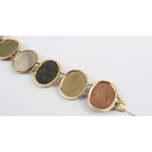 215 - A 19th century Grand Tour vari-colour lava cameo bracelet - the six oval cameos depicting classical ... 