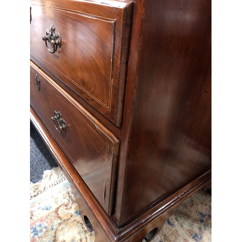 451 - A George III mahogany and fruitwood straight front chest of drawers - of small proportions, the cros... 