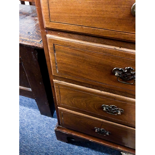 451 - A George III mahogany and fruitwood straight front chest of drawers - of small proportions, the cros... 